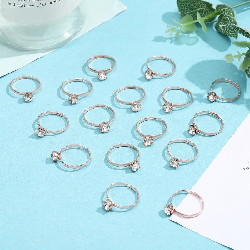 NEWITIN 120 Pieces Fake Rings Diamond Engagement Rings Silver Ring for Bridal Shower Party Game Wedding Table Decorations - Image 4